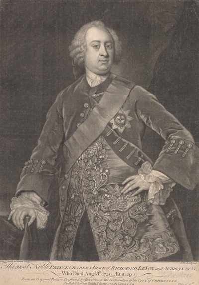Prins Charles, 2e Hertog van Richmond, Lenox en Aubigny door James McArdell