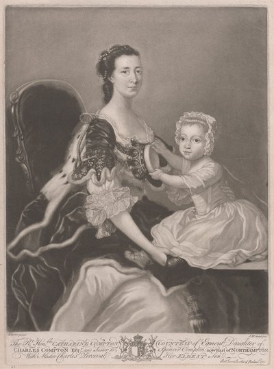 De Eerwaarde Catherine Compton..., Gravin van Egmont..., met Master Charles Perceval haar oudste zoon door James McArdell