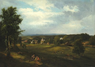 Dorpsscène nabij Albany, New York, 1850 door James McDougal Hart
