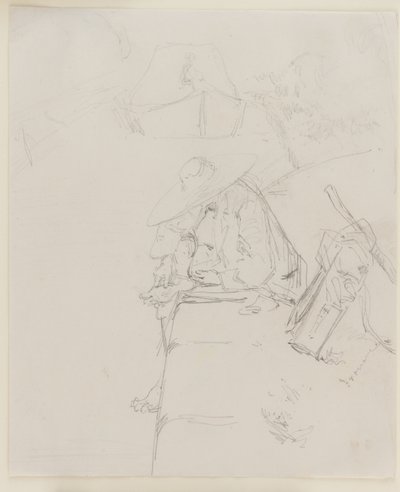 Een man zittend op de rand van een muur door James Abbott McNeill Whistler