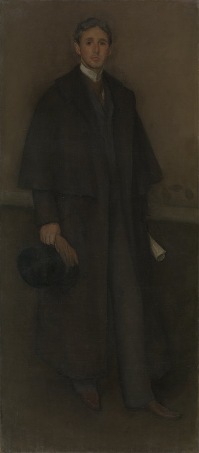 Schikking in vleeskleur en bruin: Portret van Arthur Jerome Eddy door James McNeill Whistler
