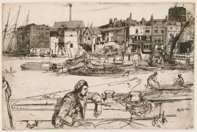 Black Lion Wharf, uit de Thames Set (Een serie van zestien etsen van scènes aan de Theems en andere onderwerpen) door James Abbott McNeill Whistler