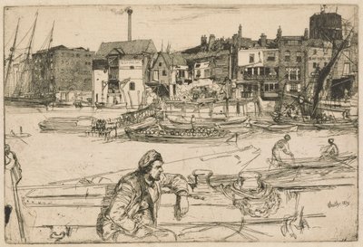 Black Lion Wharf, uit de Thames Set door James Abbott McNeill Whistler