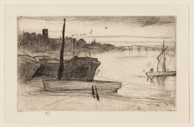 Chelsea Brug en Kerk door James Abbott McNeill Whistler