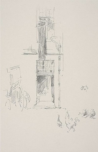 Hanekammen en hennen, Hôtel Colbert door James Abbott McNeill Whistler