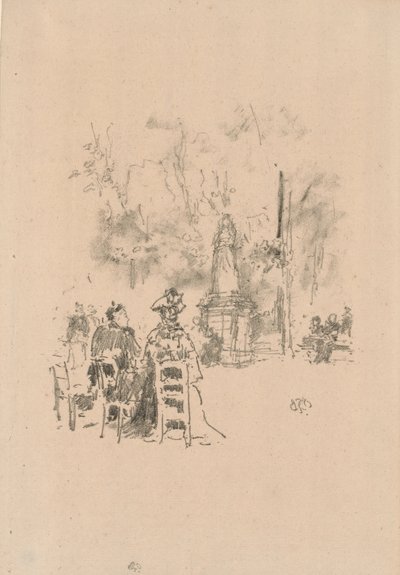 Gesprek onder het Standbeeld, Luxemburgse Tuinen door James Abbott McNeill Whistler
