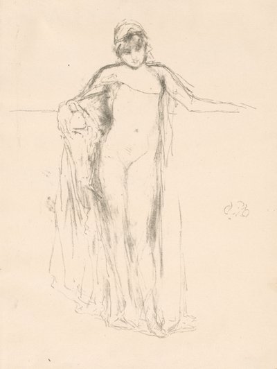 Gedrapeerd model, staand door James McNeill Whistler