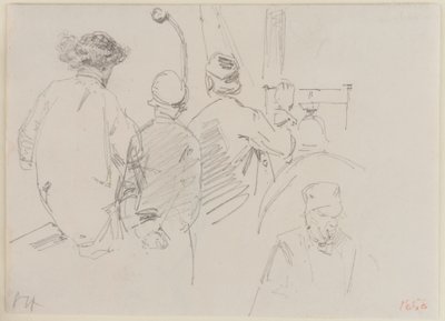 Vier mannen aan boord van een boot door James Abbott McNeill Whistler
