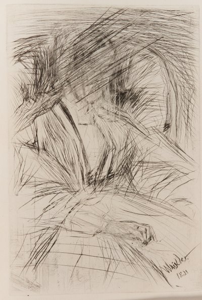 Dame in een leunstoel door James Abbott McNeill Whistler