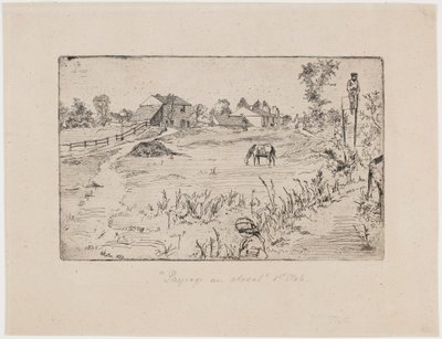 Landschap met paarden door James Abbott McNeill Whistler