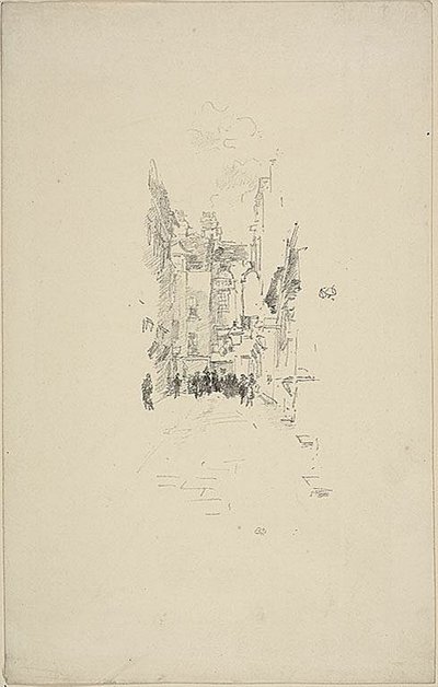 Kleine Hof, Cloth Fair door James Abbott McNeill Whistler