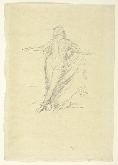 Kleine gedrapeerde figuur, leunend door James Abbott McNeill Whistler