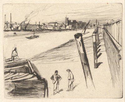 Millbank, uit de Thames Set (Een Serie van Zestien Etsen van Scènes aan de Theems en Andere Onderwerpen) door James Abbott McNeill Whistler