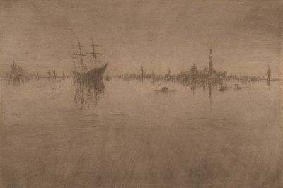 Nocturne, uit Venetië, een serie van twaalf etsen (de "Eerste Venetië Set") door James Abbott McNeill Whistler