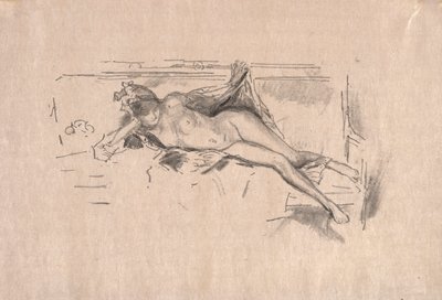 Naakt Model Liggend door James McNeill Whistler