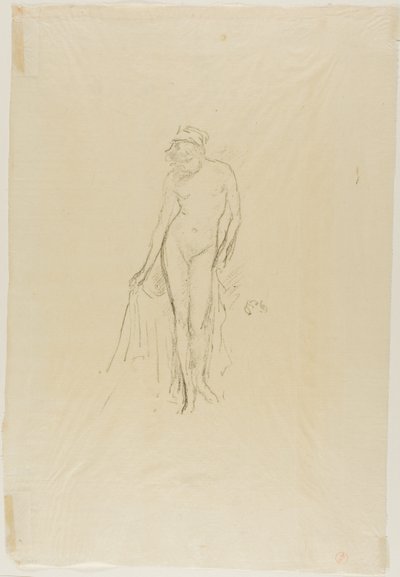 Naaktmodel, staand door James Abbott McNeill Whistler