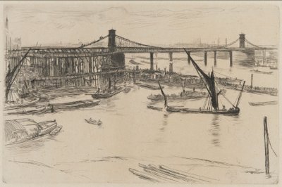 Oude Hungerfordbrug door James Abbott McNeill Whistler