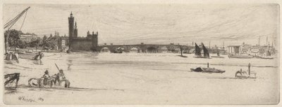 Oude Westminster Bridge, uit de Thames Set (Een Serie van Zestien Etsen van Scènes aan de Theems en Andere Onderwerpen) door James Abbott McNeill Whistler