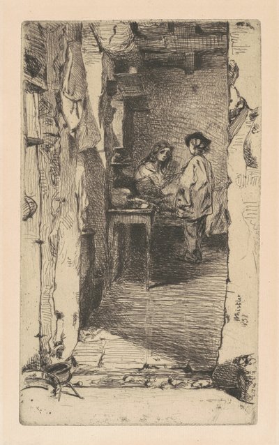 Voddenrapers, Quartier Mouffetard, Parijs door James Abbott McNeill Whistler