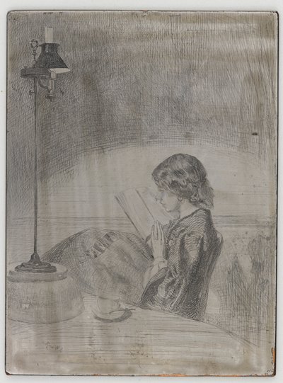 Lezen bij Lamplicht door James Abbott McNeill Whistler