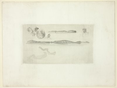 Schetsen op de kustonderzoekplaat door James Abbott McNeill Whistler