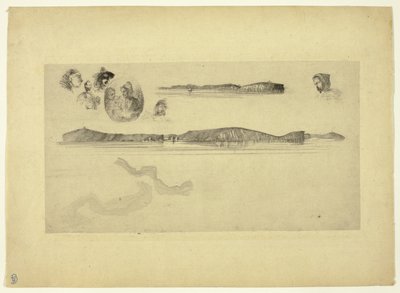 Schetsen op de Kustonderzoek Plaat door James Abbott McNeill Whistler