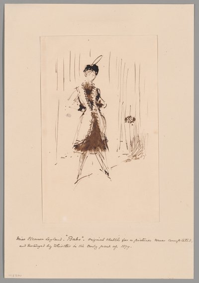 Studie voor "Het blauwe meisje: Portret van Miss Elinor Leyland". door James McNeill Whistler