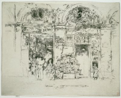 Zonnebloemen, Marché St Germain, Parijs door James Abbott McNeill Whistler