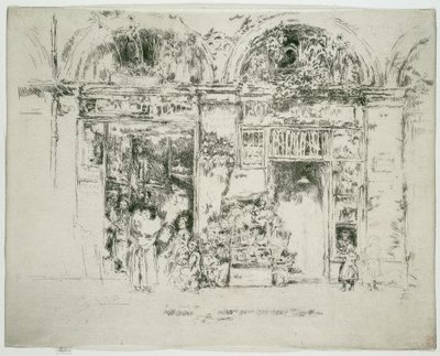 Zonnebloemen, Marché St Germain, Parijs door James McNeill Whistler
