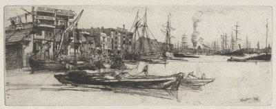 Thames Magazijn, uit de Thames Set (Een Serie van Zestien Etsen van Scènes aan de Theems en Andere Onderwerpen) door James Abbott McNeill Whistler