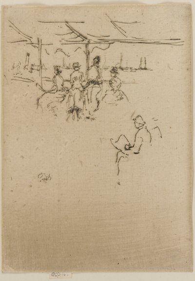 De aanlegsteiger, koeien door James Abbott McNeill Whistler