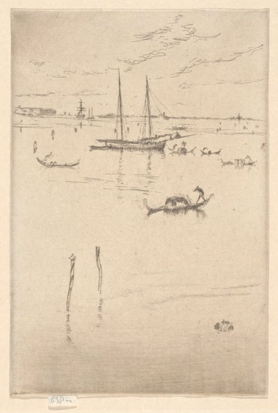 De kleine lagune, uit de Eerste Venetië Set (Venetië, Een serie van twaalf etsen) door James Abbott McNeill Whistler