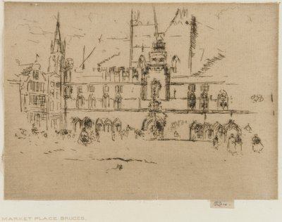 De Markt, Brugge door James Abbott McNeill Whistler