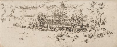 Het Pantheon vanaf het Terras, Luxemburgse Tuinen door James Abbott McNeill Whistler