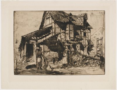 Het onveilige huurhuis. Een van de twaalf etsen uit de natuur. (De Franse set) door James Abbott McNeill Whistler