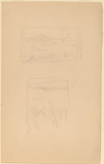 Twee schetsen van landschapsfoto