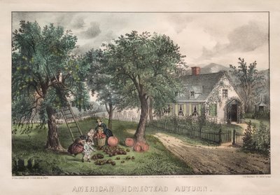 Amerikaanse hoeve, herfst, 1869 door James Merritt Ives
