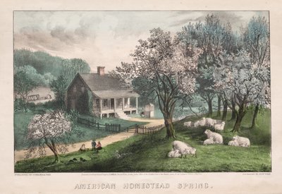 Amerikaanse hoeve, lente door James Merritt Ives