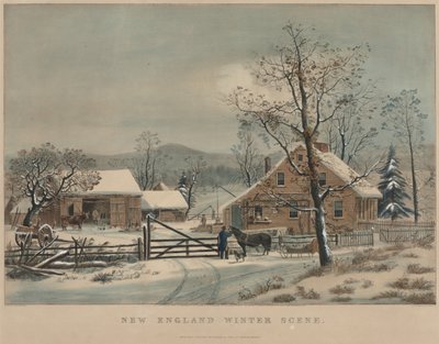 New England winterscène, 1861 door James Merritt Ives