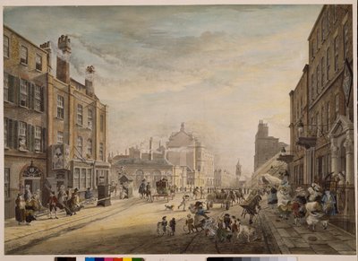Uitzicht op Hanover Square met Holles Street, Londen, 1773-1791 door James Miller