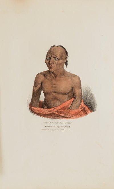 ASH-E-TAA-NA-QUET; Een gevierd Chippeway opperhoofd, uit de Aboriginal Portfolio door James Otto Lewis