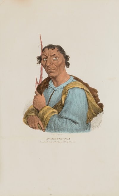Een gevierd Ottowa opperhoofd, uit de Aboriginal Portfolio door James Otto Lewis