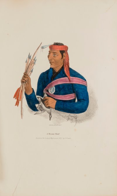 Een opperhoofd uit Miami, uit de Aboriginal Portfolio door James Otto Lewis