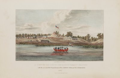 Uitzicht op de Butte Des Morts Treaty Ground; met de aankomst van de commissarissen Gov. Lewis Cass en Col. McKenny, uit de Aboriginal Portfolio door James Otto Lewis