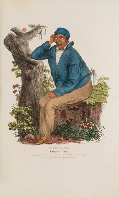BILLY SHANE; Een Shawnee opperhoofd, uit de Aboriginal Portfolio door James Otto Lewis