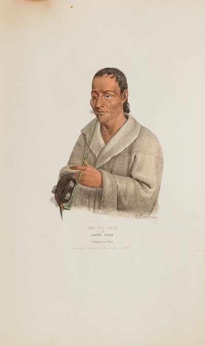 KE-WA-DIN of de noordenwind; een Chippeway opperhoofd, uit de Aboriginal Portfolio door James Otto Lewis