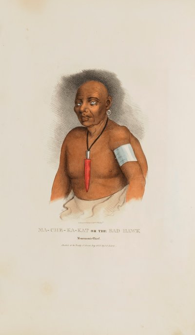 MA-CHE-KA-KAT of de slechte havik; een Monomonie opperhoofd, uit de Aboriginal Portfolio door James Otto Lewis