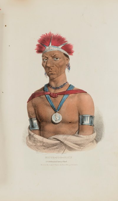 MAUCK-COOMAUN; een gevierd Ioway opperhoofd, uit de Aboriginal Portfolio door James Otto Lewis