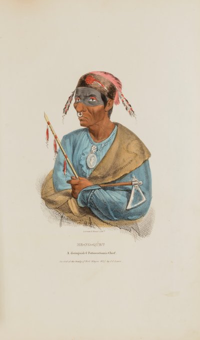ME-NO-QUET; Een gedistingeerd Pottowattomie opperhoofd, uit de Aboriginal Portfolio door James Otto Lewis
