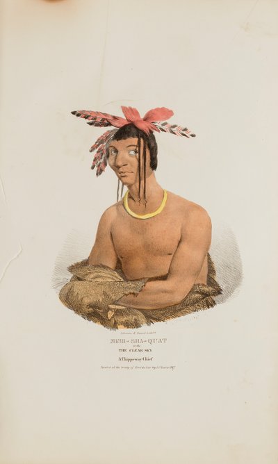 MISH-SHA-QUAT of de heldere hemel; een Chippeway opperhoofd, uit de Aboriginal Portfolio door James Otto Lewis